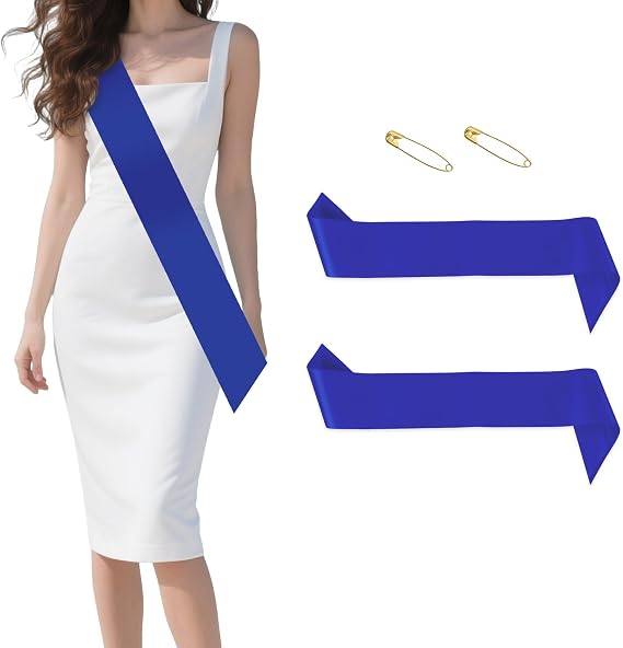 Blue Sash 2PCS Navy Blue Blank Sashes for DIY Dinners Accessory Birthday Party Prom Decorations Custom Personalized Sash for Graduation Baby Shower Homecoming Court Pageants Senior Cheer Wedding