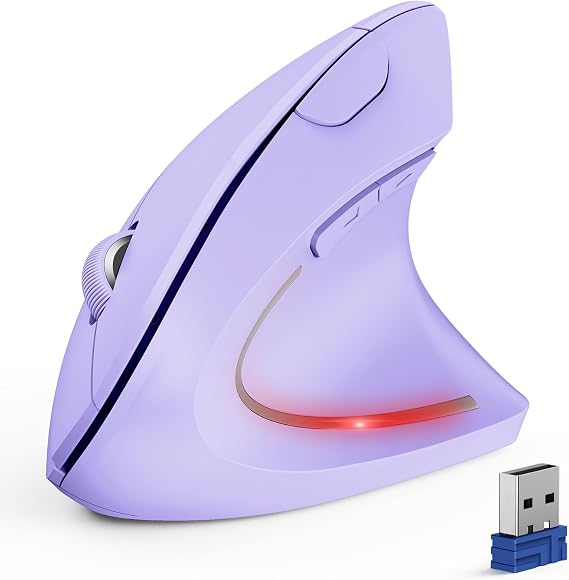 TECKNET Ergonomic Mouse, 4800 DPI Wireless Bluetooth Vertical, 3-Device