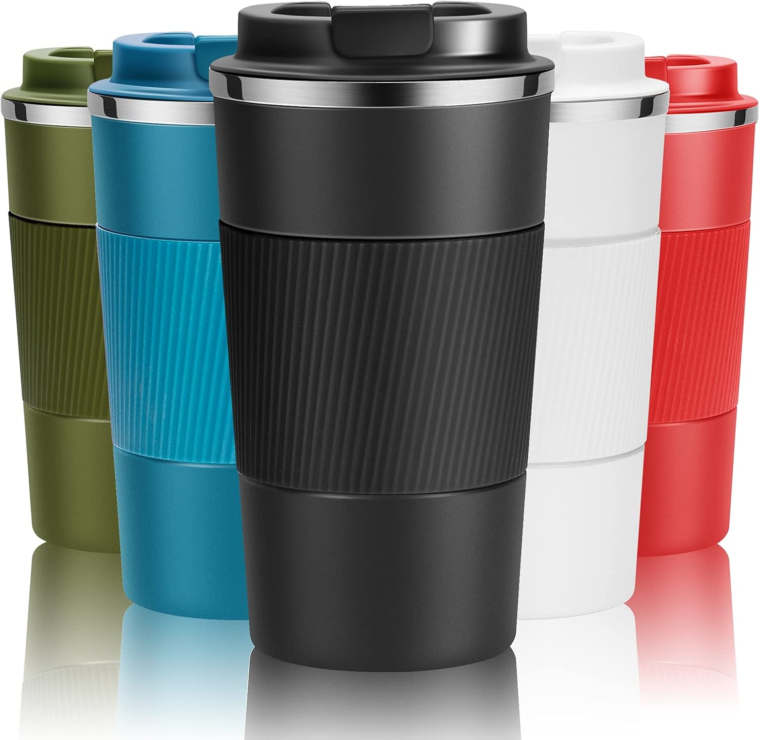 YINJOYI Travel Mug Reusable Insulated Coffee Cups Vacuum Thermal Tumbler for Hot & Cold Drinks Leakproof Stainless Steel Travel Bottle Black, 510ml