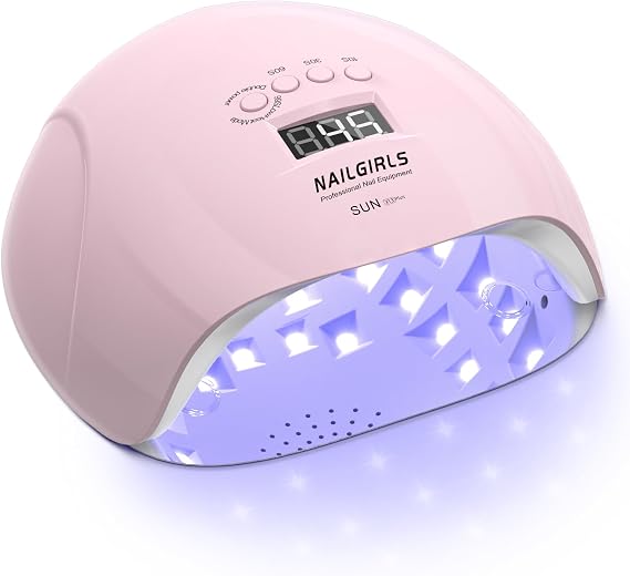 NAILGIRLS UV Nail Lamp 150W for Gel Polish, Professional Fast Curing UV Light for Gel Nails with 36pcs Lamp Beads, 4 Times with LCD Display Auto Sensor, Gift for Women Girl, Pink