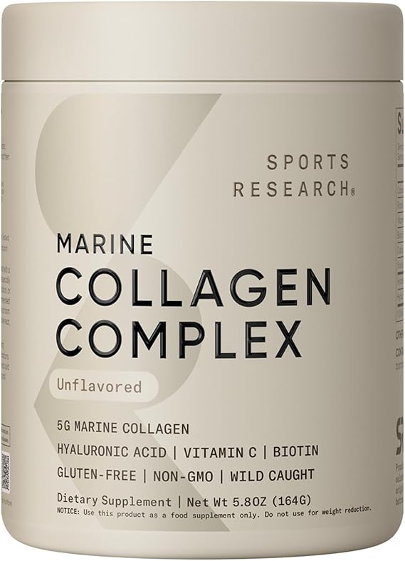 Sports Research Collagen Beauty Complex with Hyaluronic Acid, Vitamin C + Biotin | Pescatarian, Keto Certified & Non-GMO Verified - Unflavored (30 Servings)