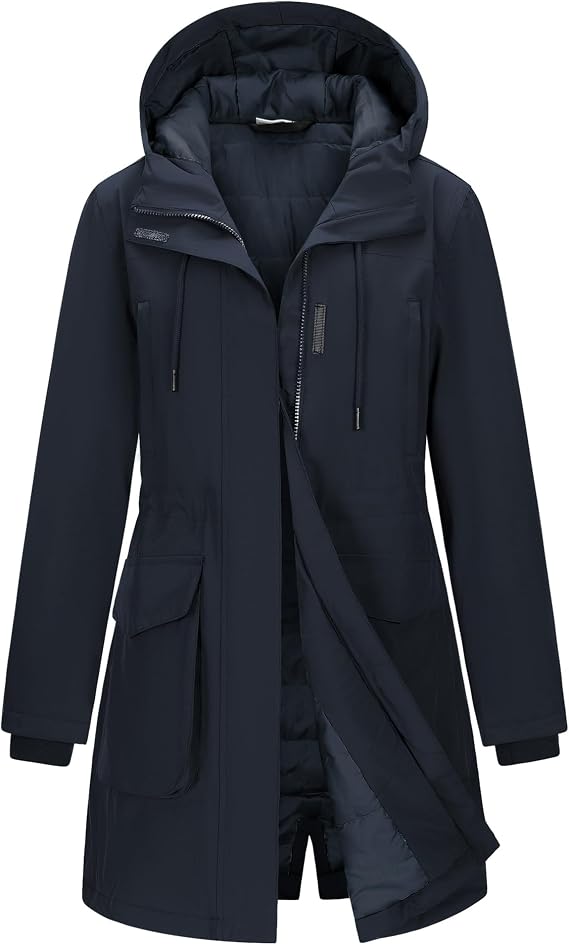 33,000ft Women's Waterproof Insulated Coats with Hood Long Rain Jackets