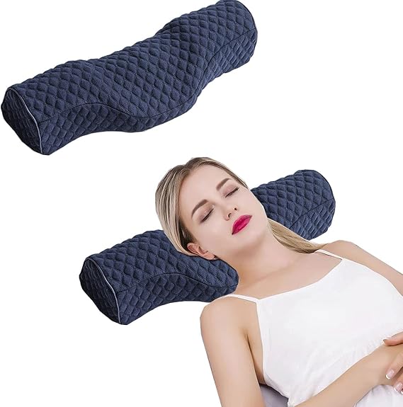 Cervical Neck Pillow for Sleeping, Memory Foam Neck Roll Pillow for Stiff Neck Pain Relief, Neck Support Pillow Bolster Pillow for Bed for Side Sleepers Back Sleeper. (Blue)