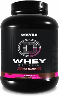 Driven WHEY- Grass Fed Whey Protein Powder: Delicious, Clean Protein Shake- Improve Muscle Recovery with 23 Grams of Protein with Added BCAA and Digestive Enzymes 5lb, Chocolate Milkshake