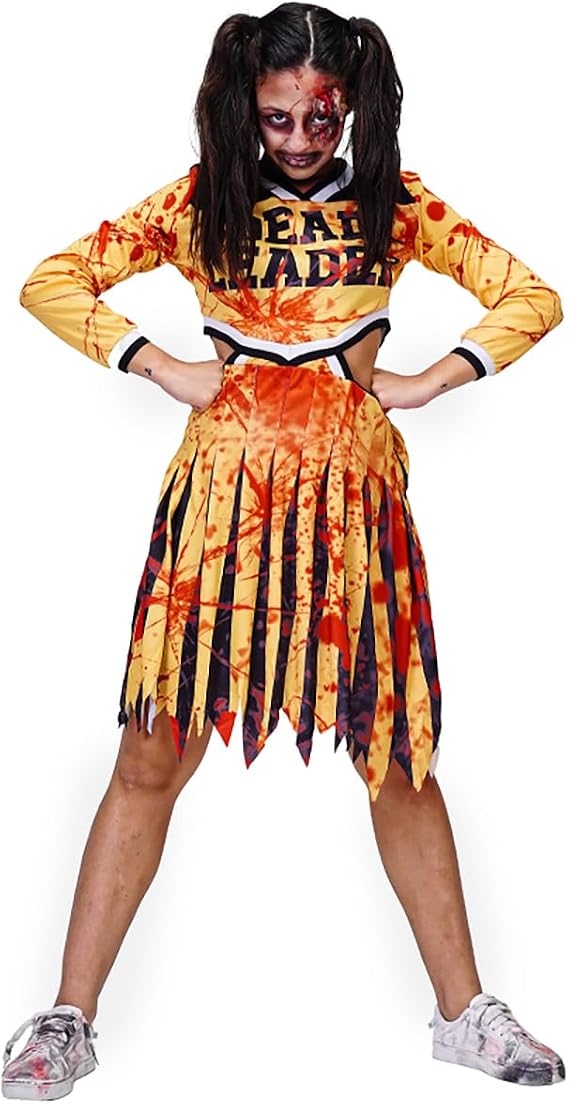 Adult Bloody Zombie Cheerleader Costume for Women and Zombie Football Player Costume for Men
