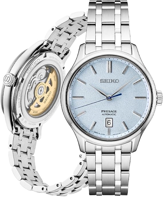 SEIKO SRP53 - Presage Collection - Pattern Stone Blue Dial - Stainless Steel Wristband, Sapphire Crystal Display - 30M Water Resistant, Silver, Mechanical