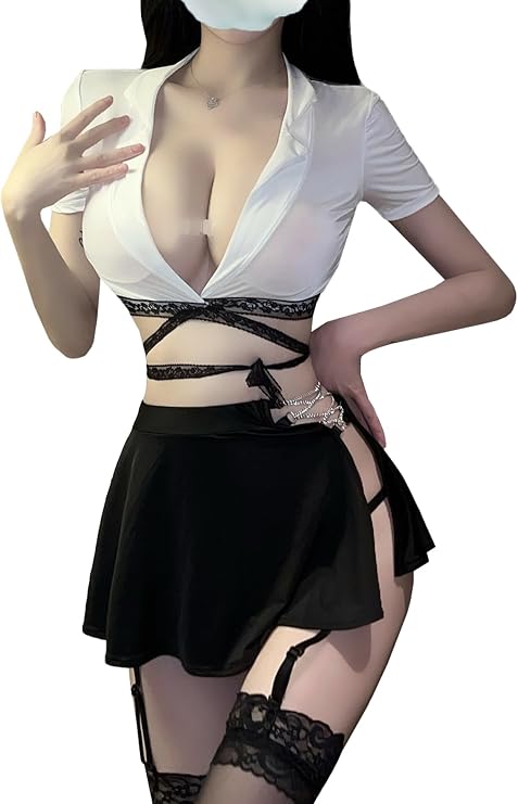 Women's Sexy Secretary Costume - Professional Office Uniform, Teacher Cosplay Lingerie Set