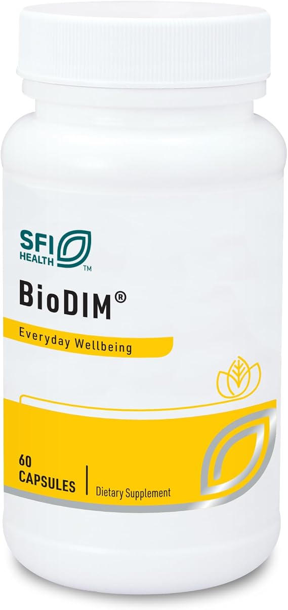 SFI Health Klaire Labs BioDIM - 150mg Diindolylmethane Supplement - Promotes Healthy Estrogen Metabolism in Men & Women - Patented, Bioavailable DIM - Dairy & Gluten-Free (60 Capsules)