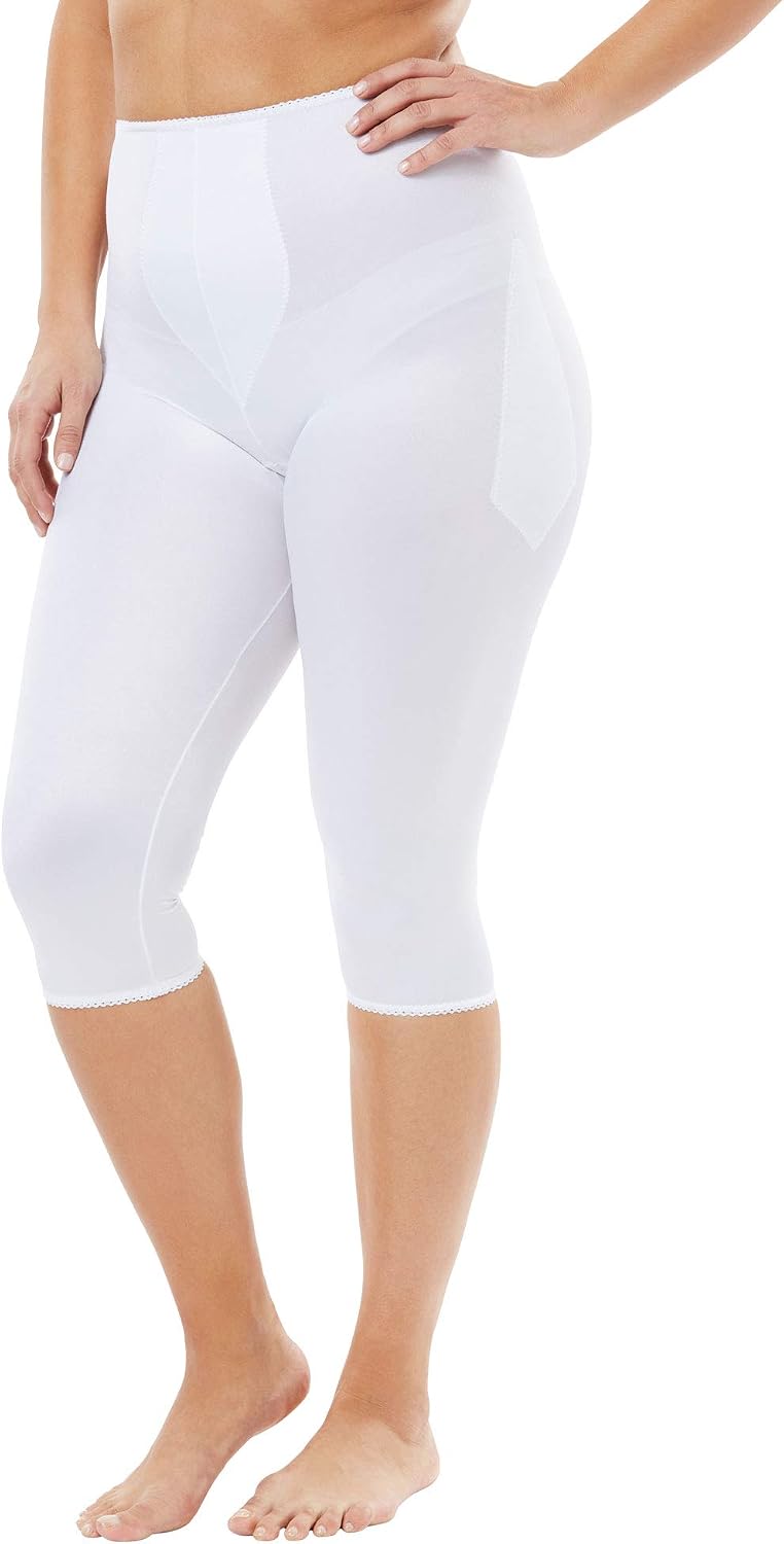 Rago Womens Plus Size Light Control Capri Pant Liner 920-8XL, White
