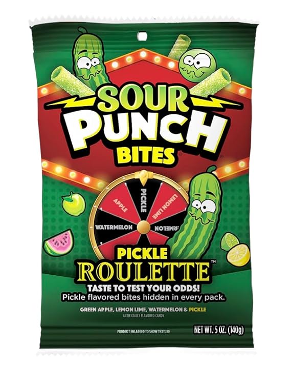 Sour Punch Bites Pickle Roulette, 5 Oz Bag