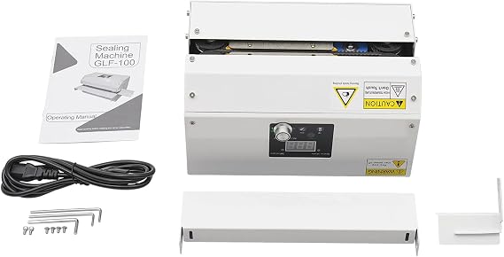 Continuous Band Bag Sealer 300W Adjustable Speed/Seal Width and Temperature Auto Continuous Sealing Machine for Plastic Bags with Printing Function Continuous Band Sealer