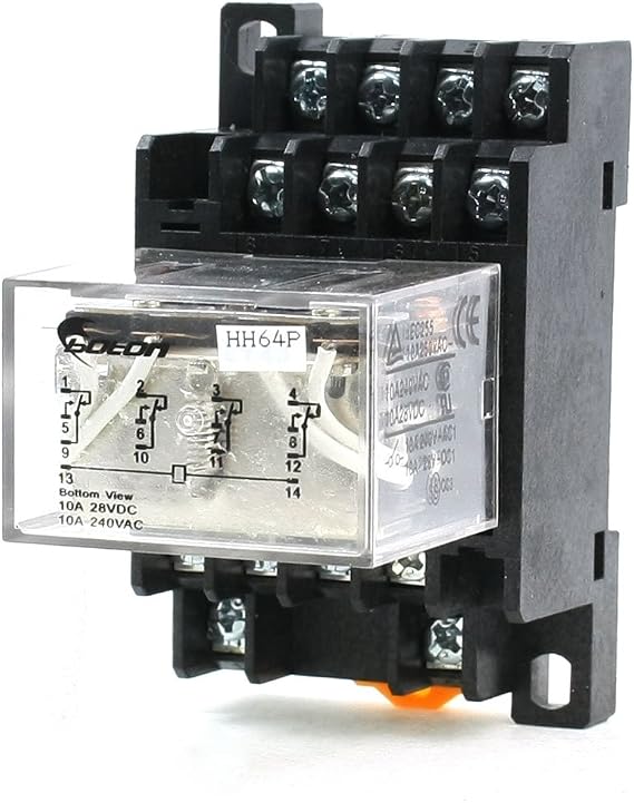 uxcell 35mm DIN Rail DC 12V Coil 4PDT 14P LY4NJ General Purpose Power Relay with Base, Black