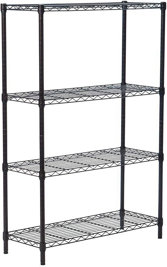 Home Furnishing Plaza 4-Layer Plastic Coated Iron Shelf 35.4x13.8x55.1 Black Utility Storage Organizer Shelf Rack for Kitchen Living Room Bathroom MITPATY