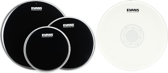 Evans Black Chrome 3-piece Tom Pack - 10/12/16 inch + Evans Heavyweight Coated Snare Batter - 14 inch Value Bundle