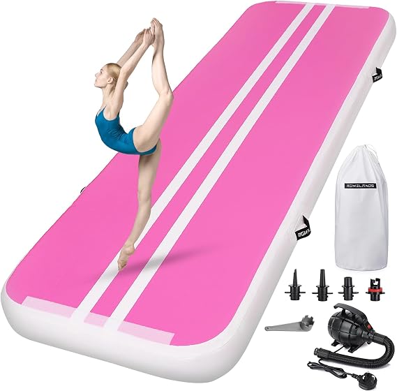 Air Gymnastics Track Tumbling Mat 4 Thick, 10/13/16 Ft Inflatable Training Mats For Home Use With Pump