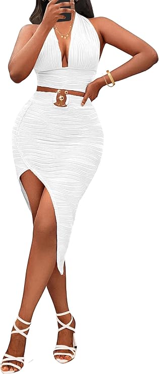Adogirl Women 2 Piece Sets Sexy Skirt Set Club Party Going Out Outfits