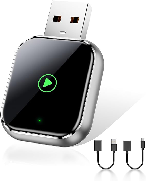 CarPlay Wireless for Apple iPhone - Car Stereo Multimedia Dongle For Wired CarPlay, USB-A & USB-C, Auto Connect, Low Latency 5GHz WiFi, OTA Upgrade