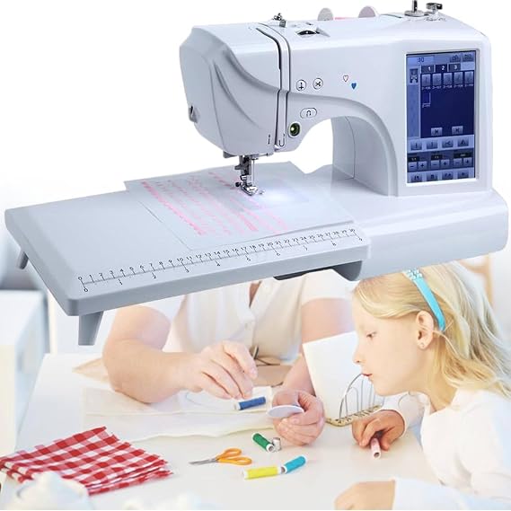 Electric Embroidery Machine with 4x4/4x9.2" Area & Touch Screen, with Extension Table, for Beginners & DIY Enthusiasts