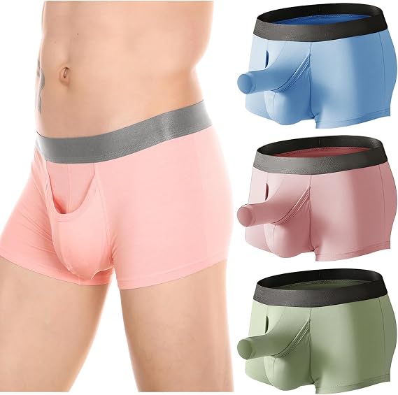 Men's Underwear Separated Pouch Modal Boxer Briefs Elephant Nose Turnks Tagless Boxers