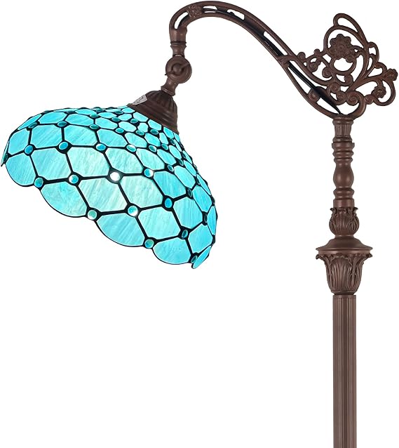 Capulina Tiffany Lamp Sea Blue Beads Stained Glass Reading Floor Lamp