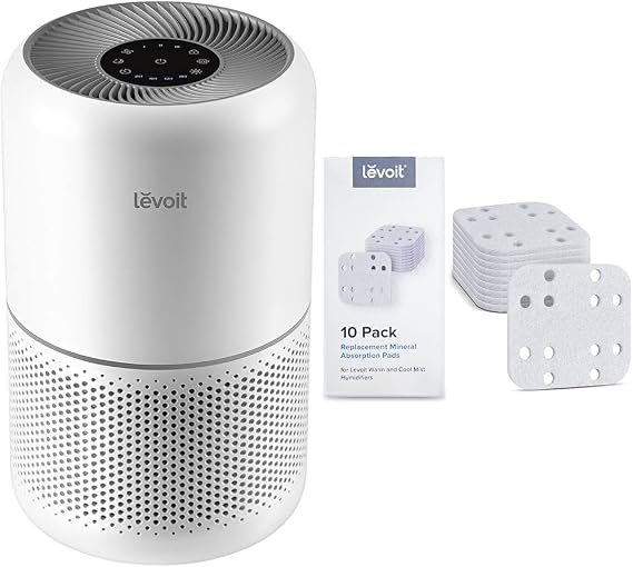 LEVOIT Air Purifier for Home Allergies Pets Hair in Bedroom, Covers Up to 1095 ft2 & Humidifier Replacement Filters 10-Pack, Mineral Absorption Pad, Compatible with LV600S