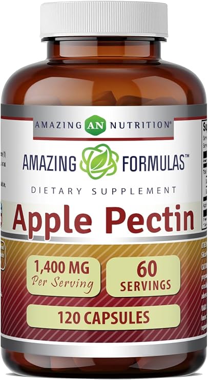 Amazing Formulas Apple Pectin 1400 Mg Supplement | Capsules | Non-GMO | Gluten-Free | Made in USA (1 Pack | 120 Count)