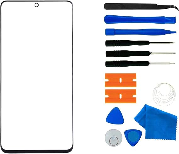 Original Galaxy S20+ 5G Screen Glass Replacement, Front Outer Lens Glass Screen Replacement Repair Kit for Samsung Galaxy S20+ G9860 Series (S20+ 6.7'- Black)