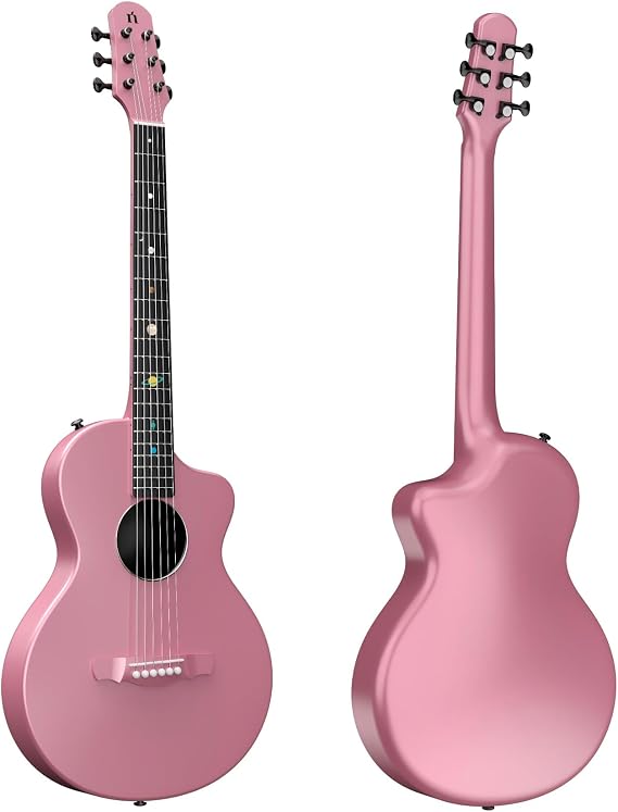 Natasha Asteroid Carbon Fiber 38-inch Folk Guitar(Cherry Blossom Pink),Acoustic Guitars/Travel Guitars,Integrated Casting With Carbon Fiber Composite Material, light and portable