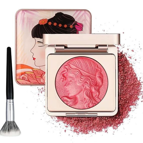 Embossed Smooth Powder Blush Palette for Cheeks, Embossed Girl Blush for Cheeks, Matte Face Powder Blush Palette,natural Matte Waterproof Blush (Pink)