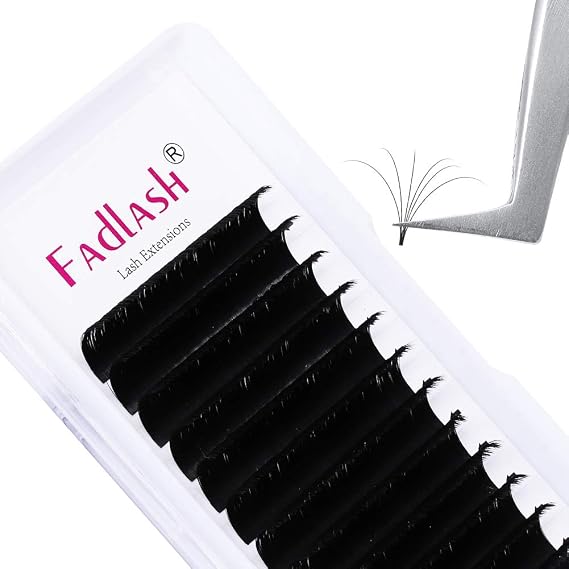 Eyelash Extensions 13mm Length FADLASH Easy Fan Lash Extensions C Curl 0.07 Thickness Semi Permanent Volume Eyelash Extension Supplies (0.07-C, 13mm)