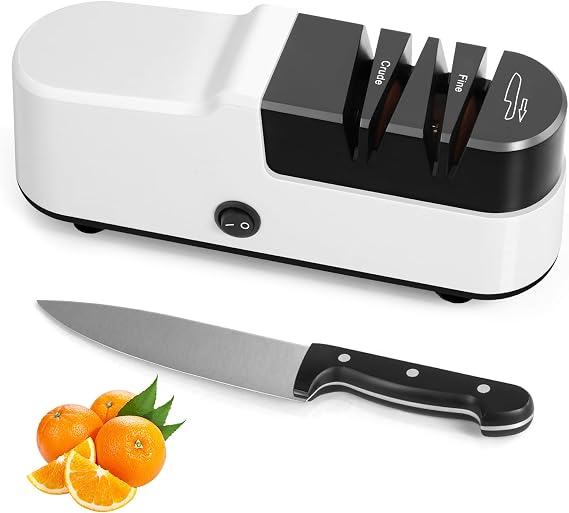 SOARFLY Electric Knife Sharpener Professional Simple Electric Knife Sharpener Ergonomic Knife Sharpener Electric Knife Sharpener for Rough and Fine Ideal for All Knife Types