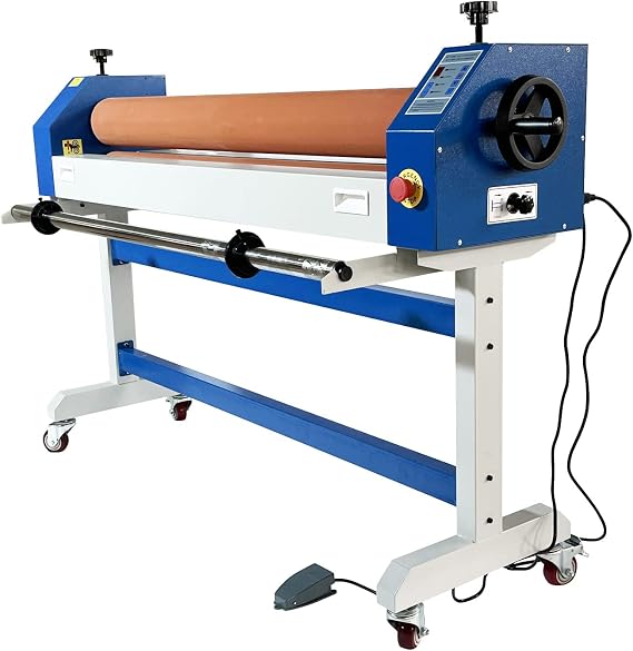INTBUYING 51in Cold Laminator, Automatic Electric/Manual Dual Use Cold Laminating Machine, Soft Rubber Roller, Foot Switch, Heavy Duty Wide Format Laminator, Max 1" Laminating Thickness
