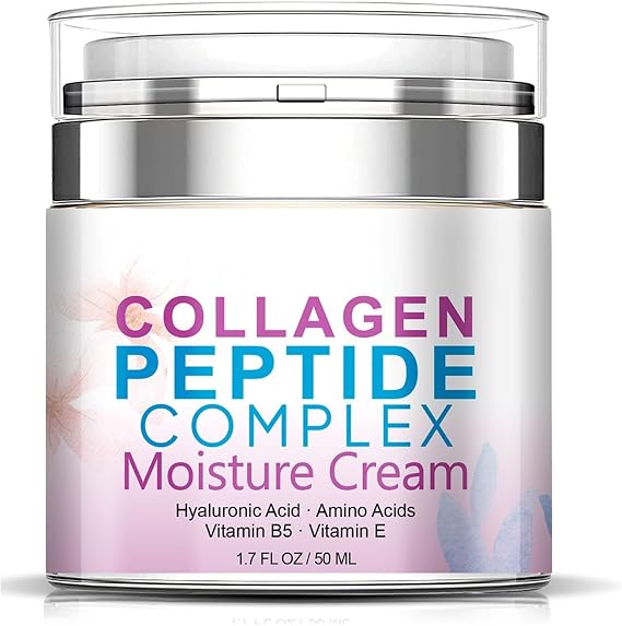 Collagen Peptide Face Moisturizer, Anti Aging Collagen Cream for Face, Collagen Face Cream with Peptide Complex Moisturizer Hydrates Skin Skincare, Plumps Firms & Smooths Fine Lines Wrinkle