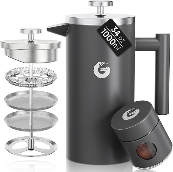 Coffee Gator Cafetiere French Press 1 Liter (4-8 Cups),