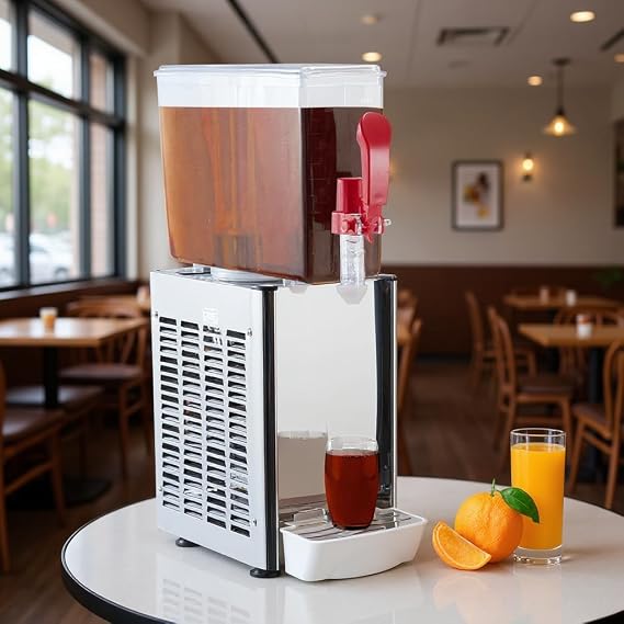 Commercial Juice Dispenser, 1 Tank 10L/2.64 Gallon Cold Beverage Dispenser with Thermostat Control, 280W Stainless Steel Drink Dispenser for Restaurants, Cafes, and Parties