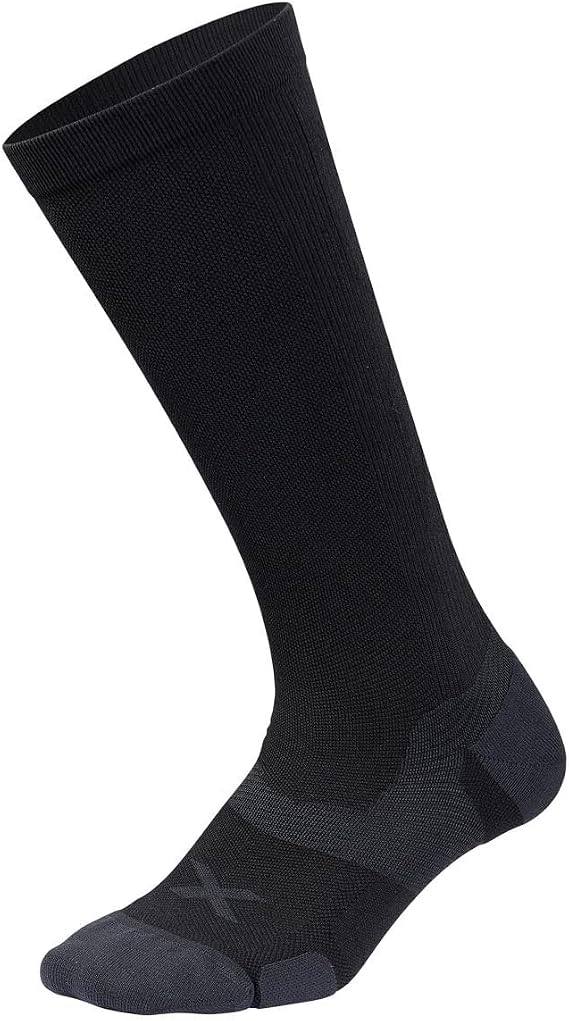 2XU Vectr Cushion Full Length Compression Socks for Plantar Fascia and Arch Support, Black/Titanium, Large2 - Anti-Blister X-Lock Support System Socks