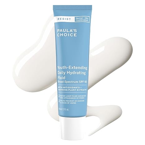 Paula's Choice RESIST Daily Hydrating Fluid Face Moisturizer with SPF 50 Sunscreen, Face Sunscreen for Oily Skin, Chamomile & Vitamin E, UVA/UVB Protection, Fragrance-Free, TSA Friendly