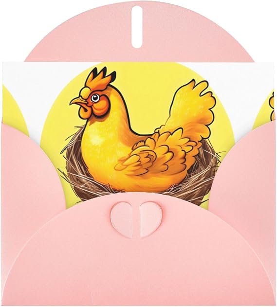 Bird's Nest Golden Chicken Pink Printed Christmas cards, wedding invitations, exquisite envelope cards