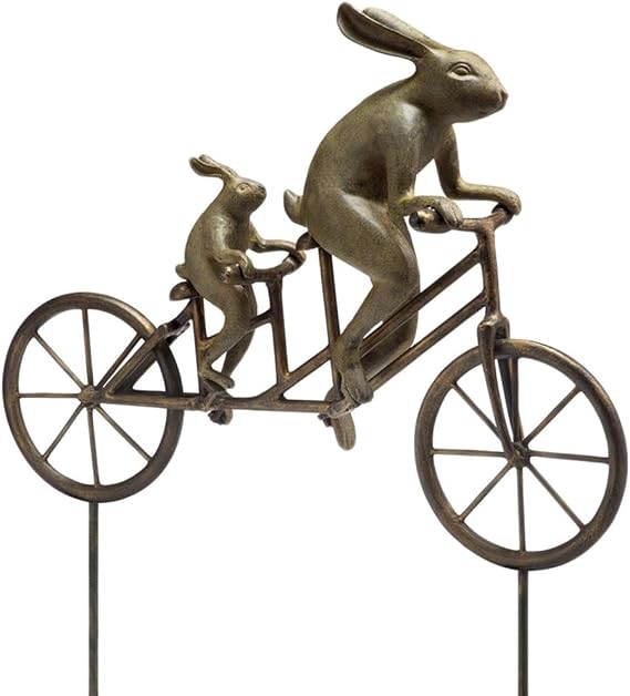 Tandem Bicycle Bunnies Garden Statue