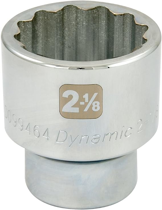 Dynamic Tools D099464 1" Drive 12 Point SAE Socket 2-1/8" with Standard Length, Chrome Finish