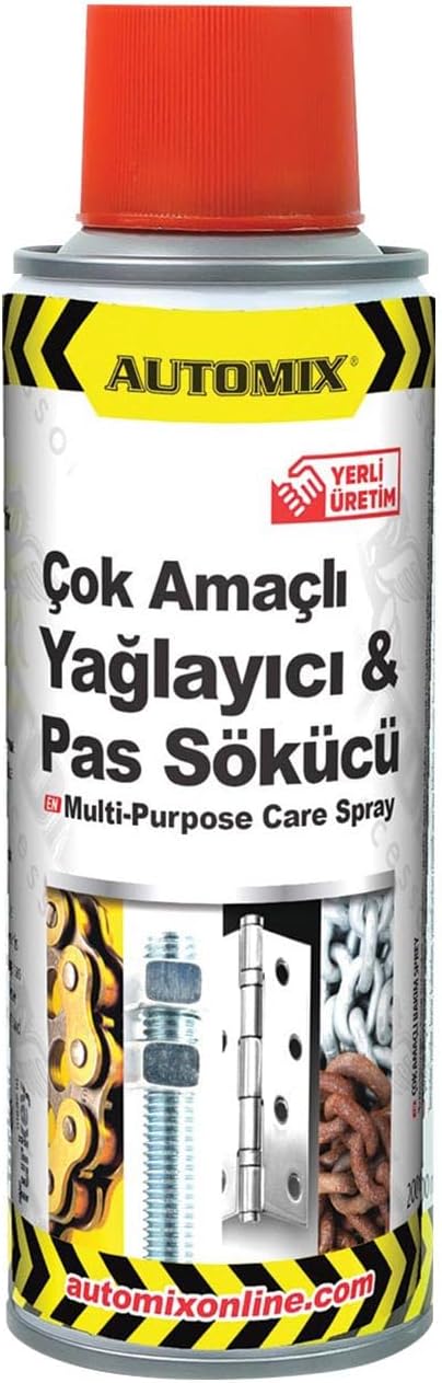 Automix Çok Amaçlı Yağlayıcı & Pas Sökücü 200 ml | Araç & Mekan Bakım Ürünü | Pas, Kir ve Sıkışmış Parçaları Çözer