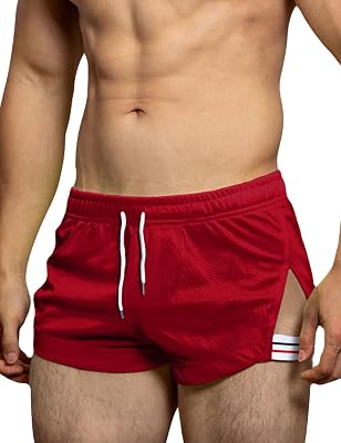 Mens Athletic Workout Shorts with 3 Inseam,Large Split and no Lining.