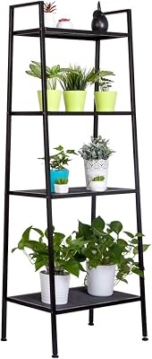 Widen 4 Tiers Bookshelf,Ladder Shelf for Plant Flower Stand, Multipurpose Organizer Rack for Home, Office, Living Room Black