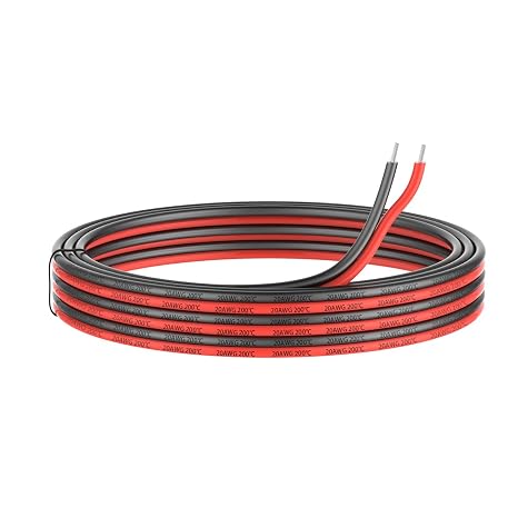 Haerkn 20awg 0.52mm² Silicone Electrical wire Cable 2 Cores 10 Meters | 20 Gauge 200 Deg C 600V flexible Extension cable cord Stranded Tinned copper wire Hookup lead wire