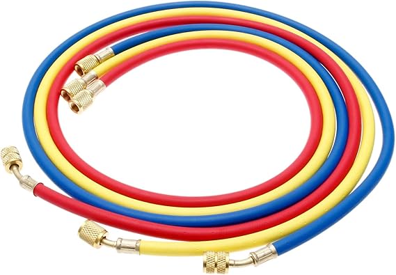 R410A Refrigerant Charging Hoses, 60" AC Charging Hose 1/4" SAE to 5/16 SAE, Fits for R410 R32 Air Conditioning and HVAC Manifold Gauge Hose Kit (4000-800) PSI (3pcs)