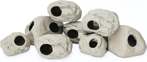 ALEGI Aquarium Rock Cave Decor for Shrimp Cichlid Hiding Breeding Set 8