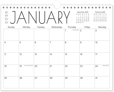 Calendar 2026-18 Months Wall Calendar from January 2026 to June 2027, 11 x 8.5 Calendar 2026 with Holiday Marked, Premium Paper for Organizing, Black Large Word