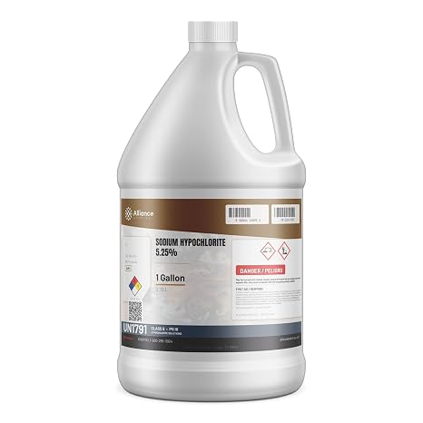 Sodium Hypochlorite 5.25% - 1 Gallon - Liquid Chlorine for Water Treatment, Surface Purification, Odor Removal - Alliance Chemical