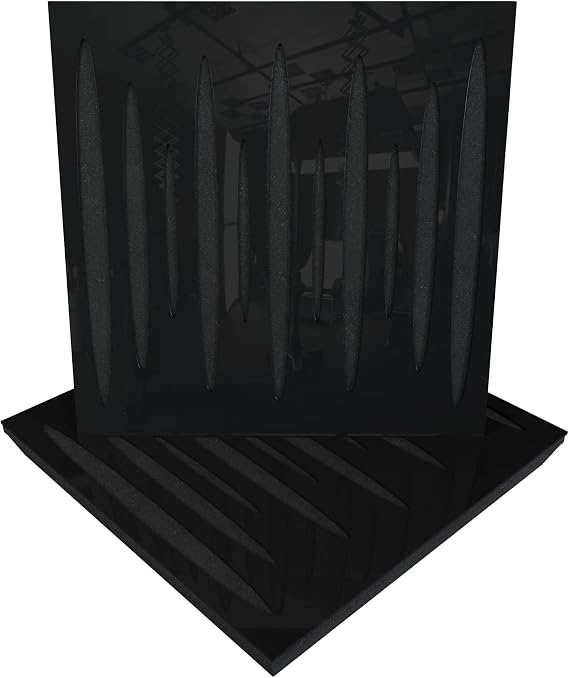 (2 Pack) Sound Absorption-Diffuse Acoustic Panel Pulsar | 19.7''x19.7''x2.1" | Absorption - Diffusion - Reflection - Soundproofing | Black glossy (plastic)