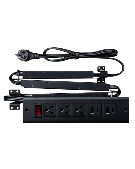 Drawer Outlet Charger Station with Cable Management Arm, Black